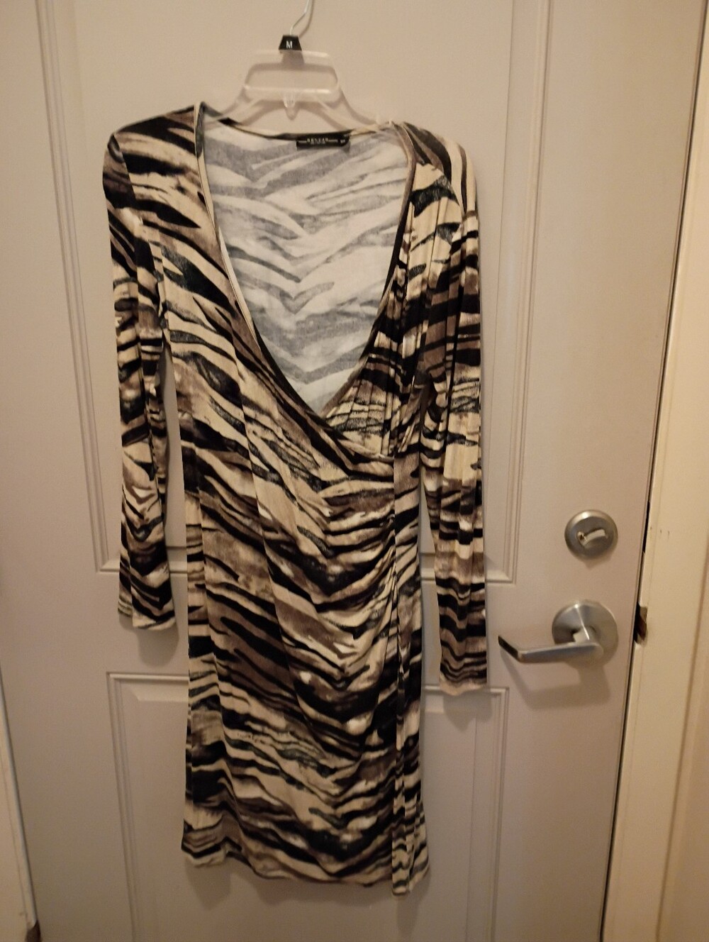 Renuar Women's Zebra Stripe Wrap Dress Size M
